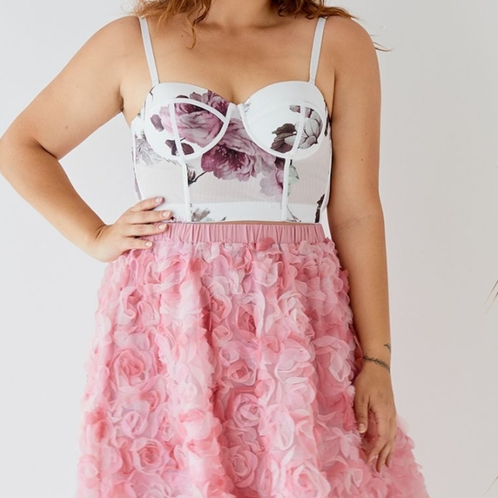 Women’s Floral Lace Corset – Size 38C Bustier Top, Romantic Lingerie or Festival